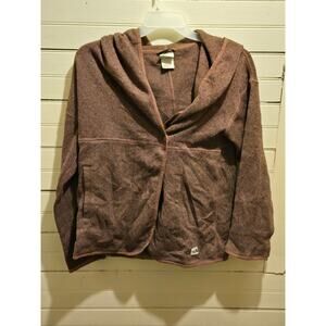 The North Face Jacket Womens S Hooded Fleece Open Front Pockets Brown Cozy